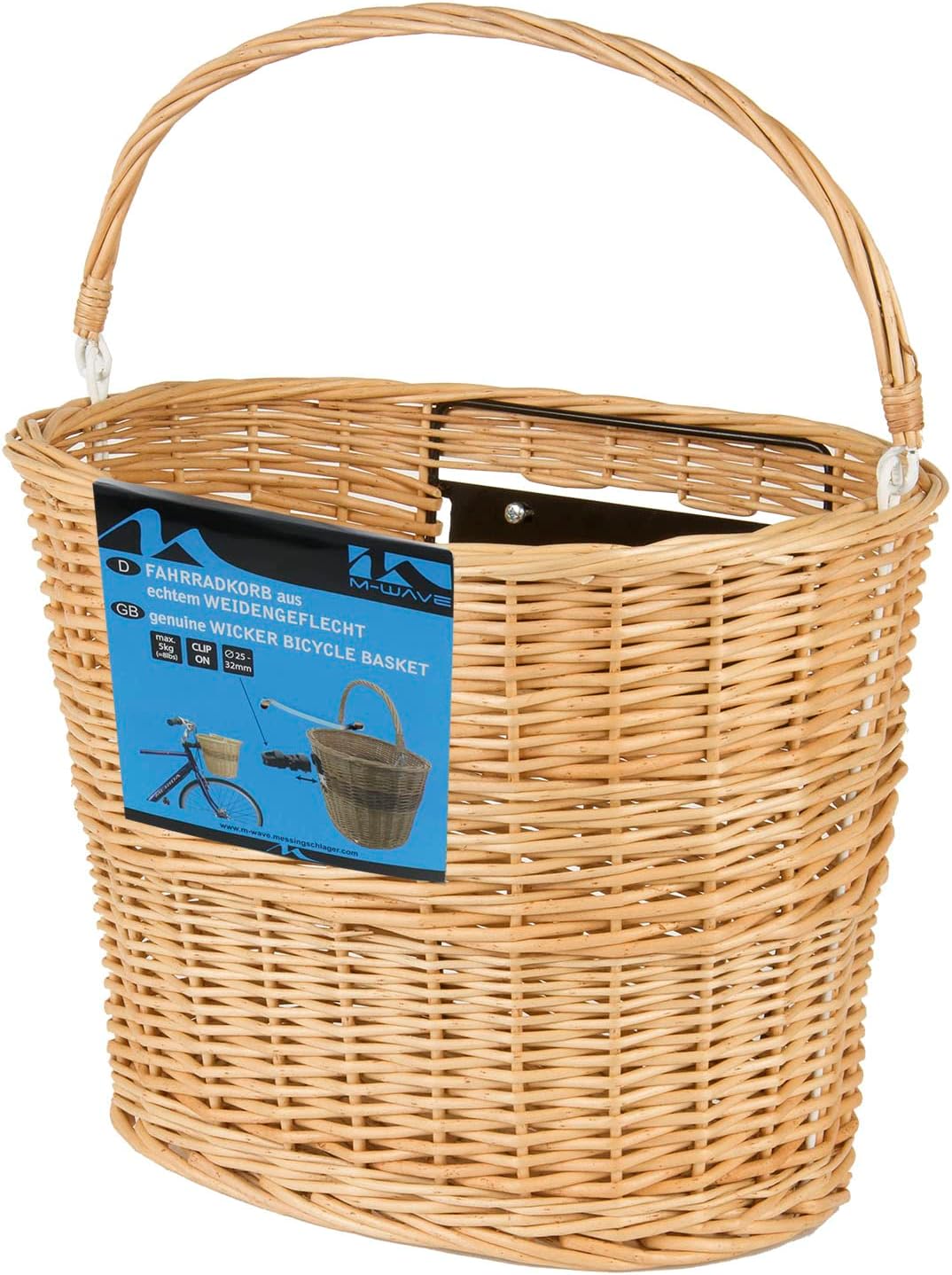 M-Wave Universeller Fahrradkorb aus Weidengeflecht in mehreren Kollektionen. BA-FW-Clip Eco, BA-FW-C