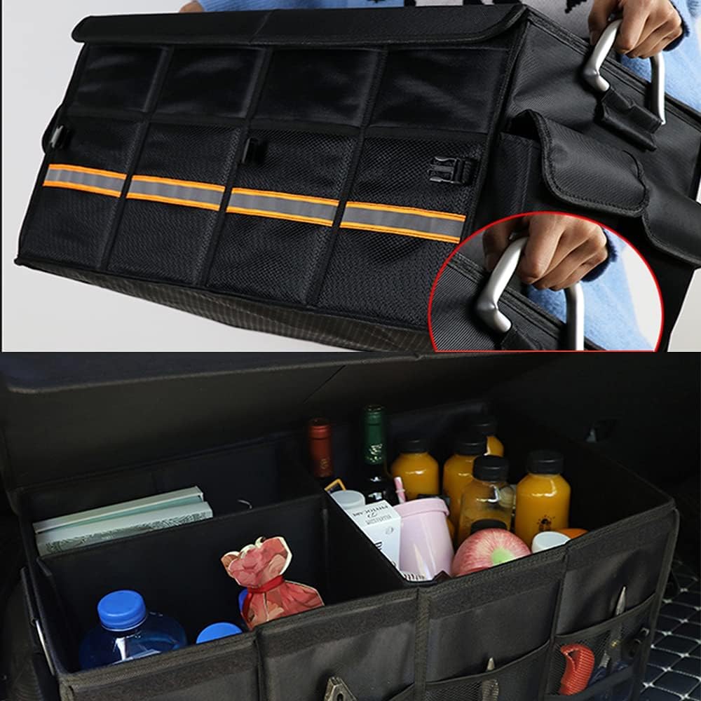 YUOCT L 60cm Kofferraum Organizer & Deckel Robuste, Zusammenklappbare Kofferraum Organizer Box Mit M
