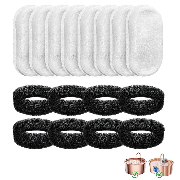 Ersatzfilter für Katzenbrunnen – 8 Stück Kohlefilter und 8 Stück Schaumfilter 8 Filter + 8 Schwämme