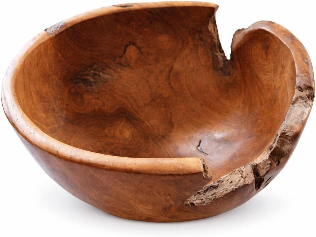 Windalf Rustikale Holzschale SIMA Ø 19 cm Dekoschale für Schmuck & Schlüssel Handarbeit aus Teakwurz