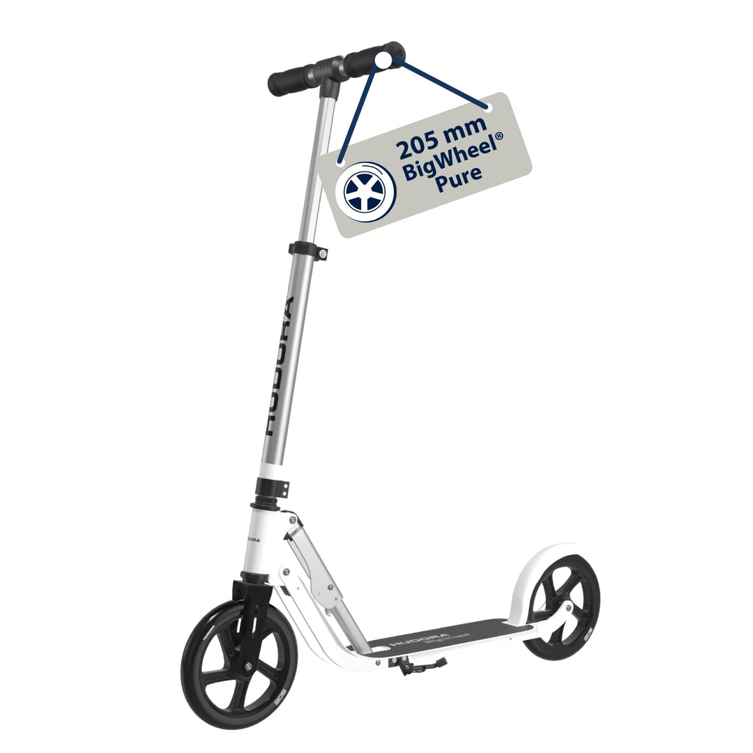 HUDORA BigWheel Pure Scooter I Stabiler Aluminium-Roller mit Ständer I Höhenverstellbarer & zusammen