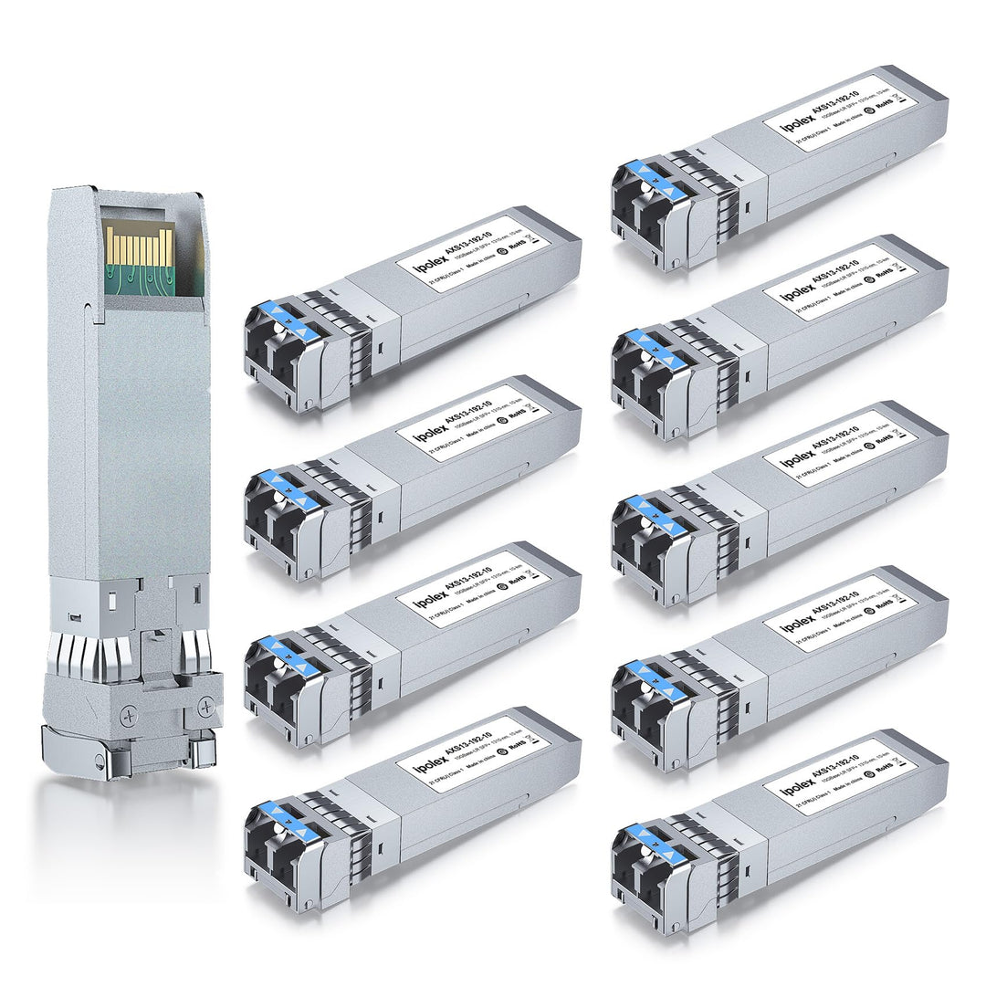 ipolex 10 PCS 10G SFP+ LR Singlemode LC Transceiver, 10GBase-LR Mini GBIC Modul Kompatibel mit Cisco