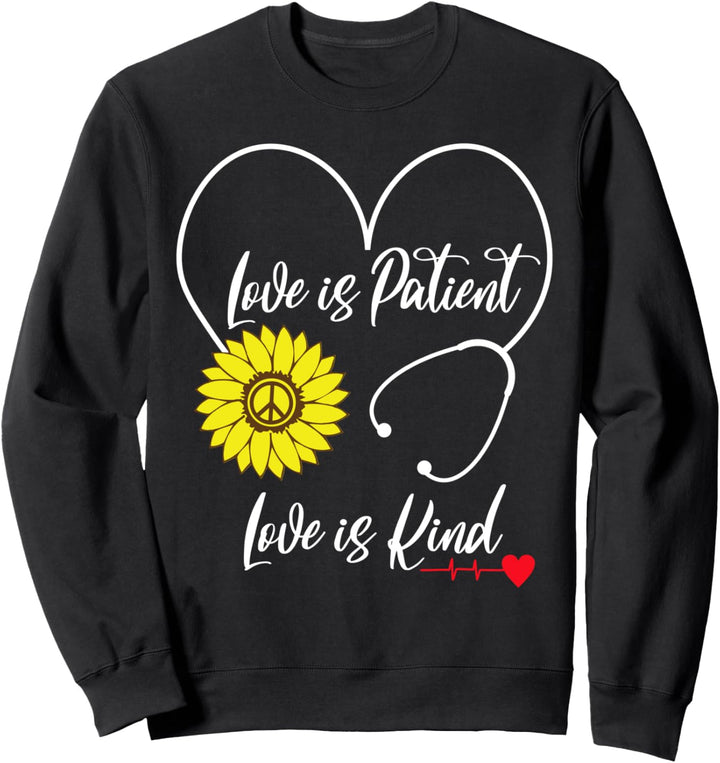 Love is Patient Love is Kind T Shirt,Love Nurse Heartbeat Sweatshirt