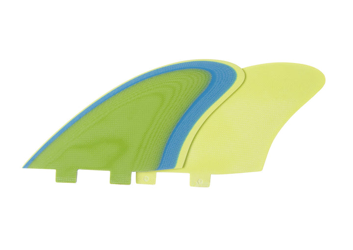 Liquida Sizzla Twin Keel Fins, FCS I System, FK Glass, Grün Blau Gelb, Grün Blau Gelb