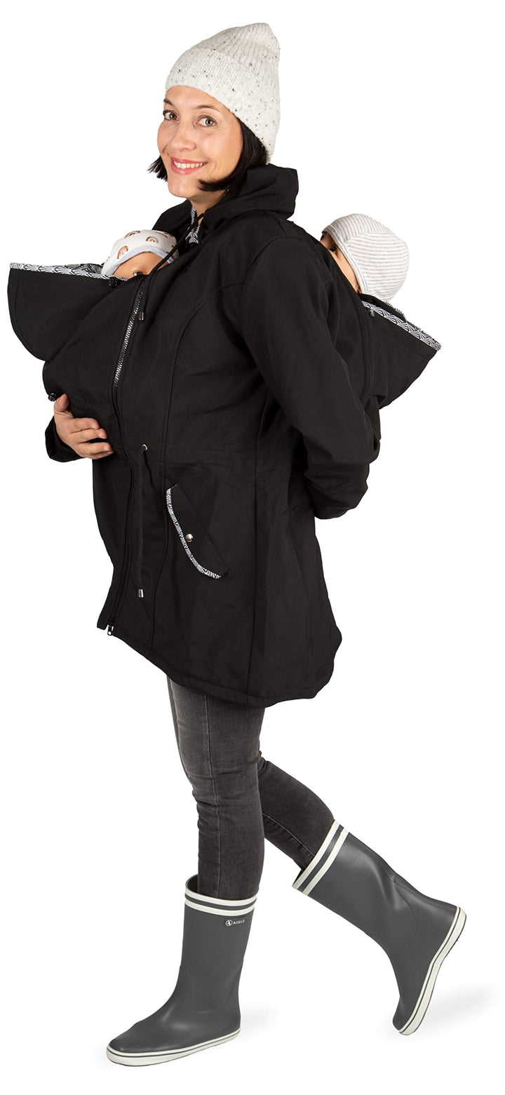 Viva la Mama - Zwillingstragejacke Tandemtragejacke aus Softshell - PINA Twin M Schwarz, M Schwarz