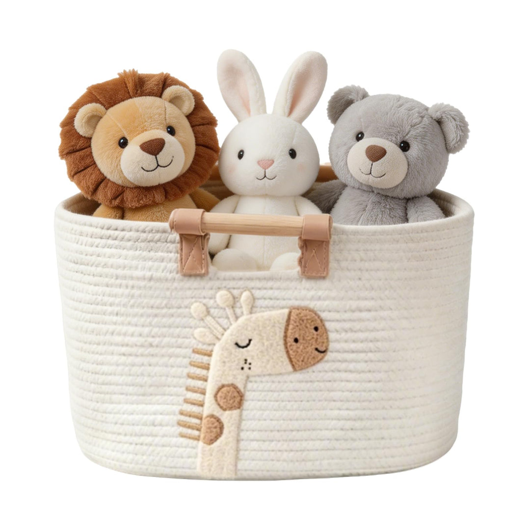 Aufbewahrungskorb aus Baumwollgeflecht mit Griffen, Aufbewahrungskorb mit Cartoon-Motiven für Kinder