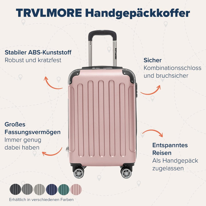 TRVLMORE Handgepäck Koffer 55x40x20cm - Koffer & Trolleys, Reisekoffer mit Rollen, Handgepäck Trolle