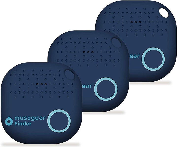 musegear Schlüsselfinder mit Bluetooth App aus Deutschland I Maximaler Datenschutz I dunkelblau 3er