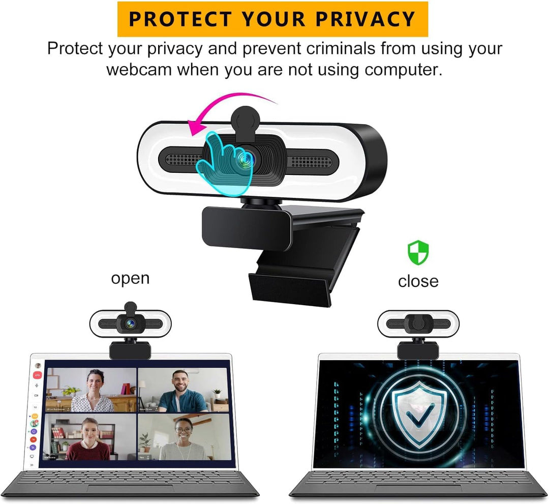 GKEAPZA Webcam mit Ringlichtmikrofon - Streaming Web Kamera, 1080P Full HD Pro Kamera für PC Mac Lap