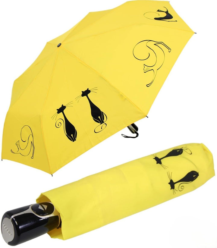 Doppler Mini Taschenschirm Auf-Zu-Automatik Cats Friends - Yellow, Yellow