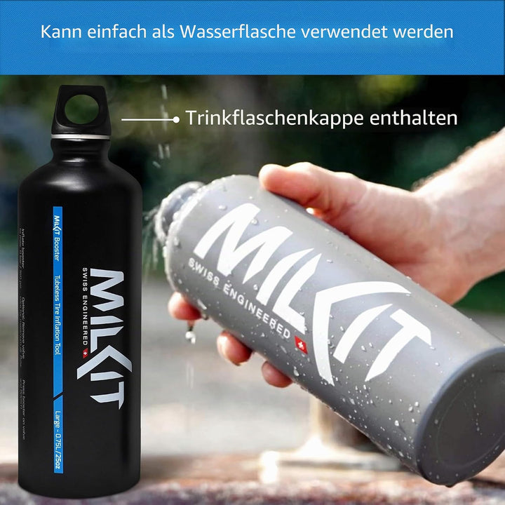 milKit Tubeless Booster Kit - Das preisgekrönte Tubeless Tire Booster Set - mobiles Tubeless Reifen