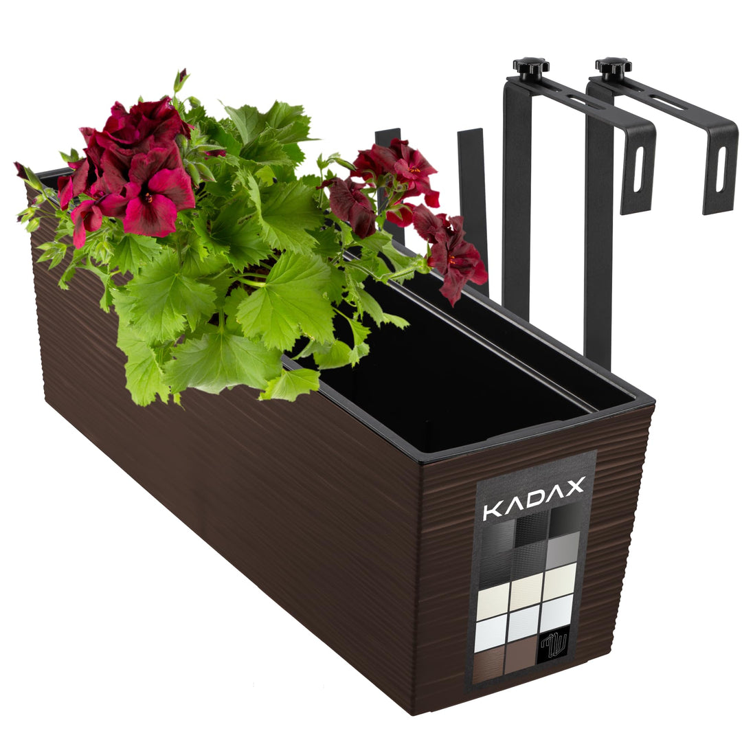 KADAX Blumenkasten aus Kunststoff, 18,5x56 cm, Pflanzkasten mit Einsatz, wetterfester Balkonkasten,