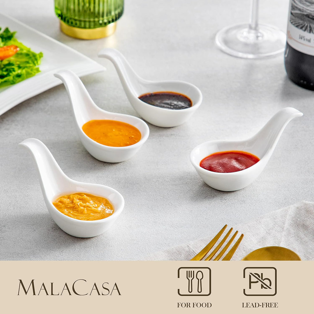 MALACASA, Serie Ramekin.Dish, 6-tlg. Set MINI Porzellan Dessert Schälchen für Nuss, Snack, Vorspeise