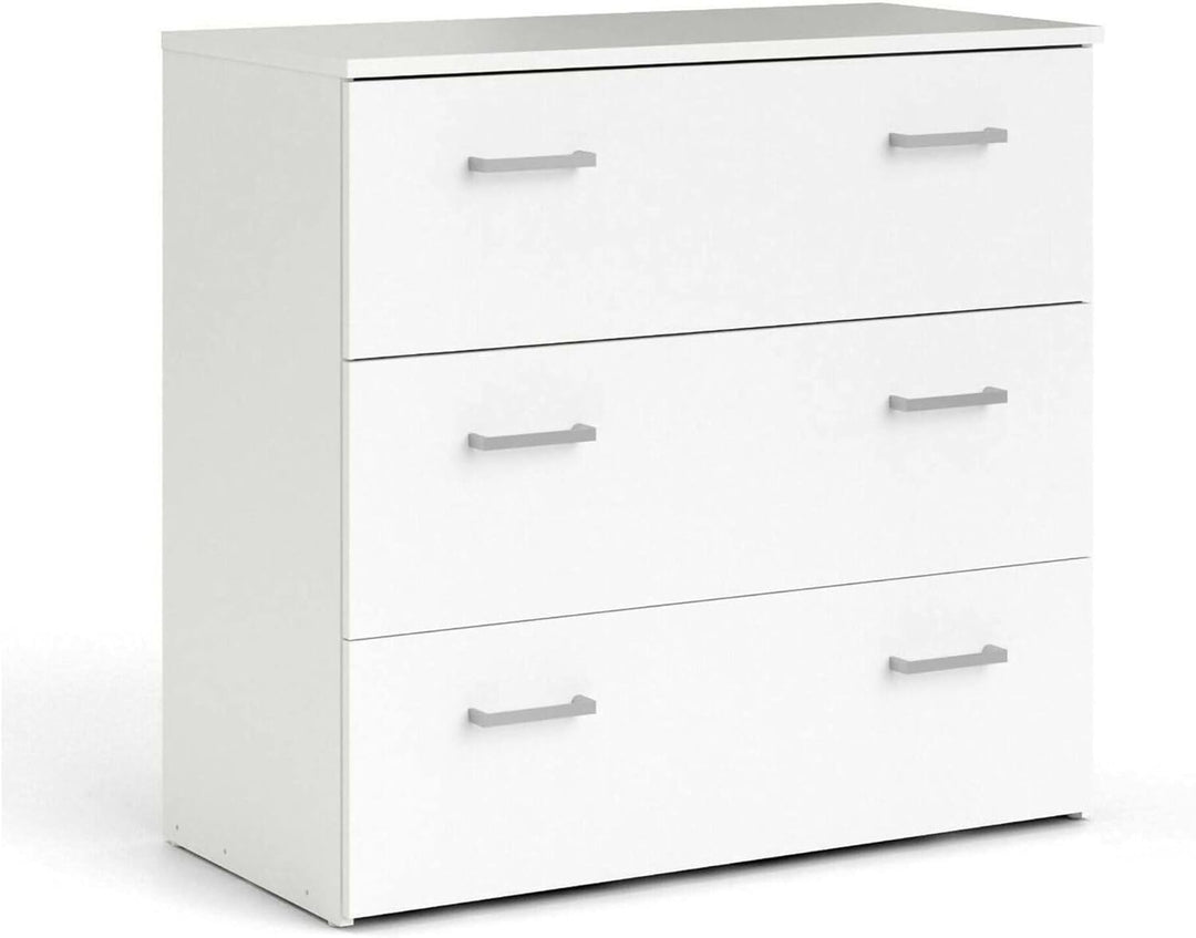 Dmora Kommode mit drei Schubladen mit Griffen, weisse Farbe, 74 x 69 x 36 cm