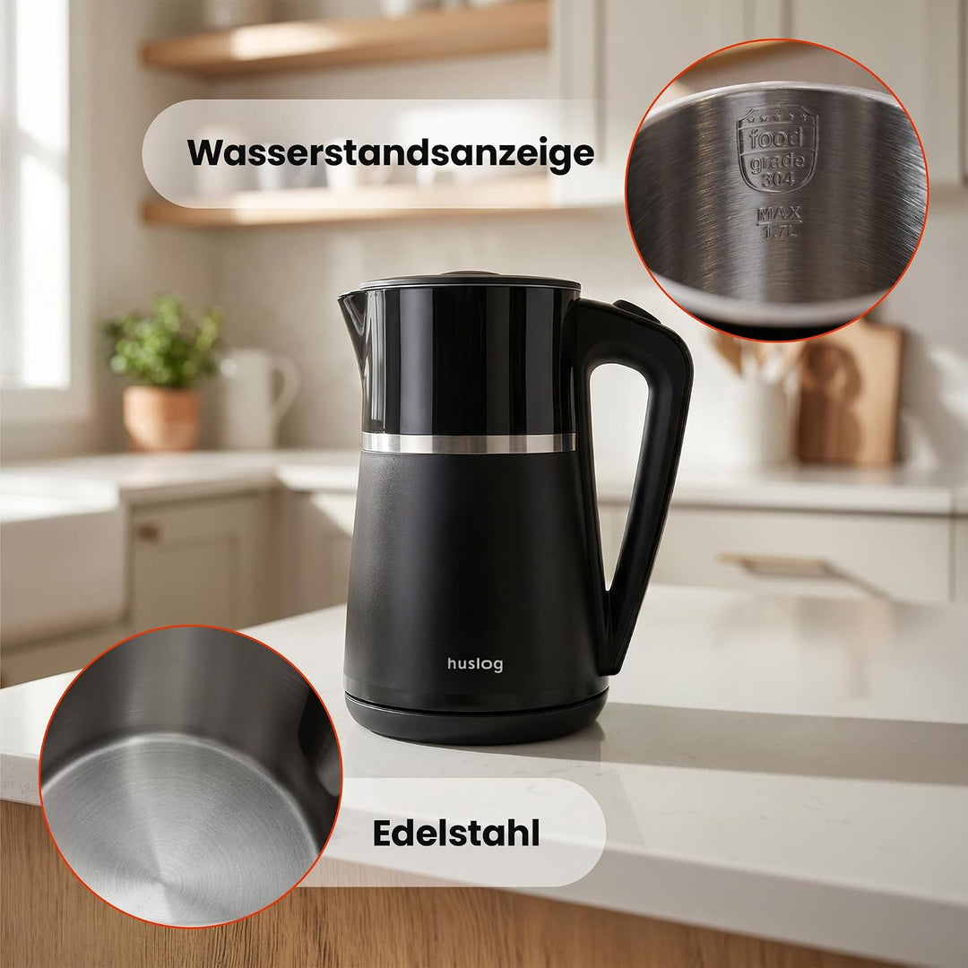 Elektrischer Wasserkocher mit einem Fassungsvermögen 1,7 L, 2200W, Schwarz 1.7 Liter Elektrischer Wa