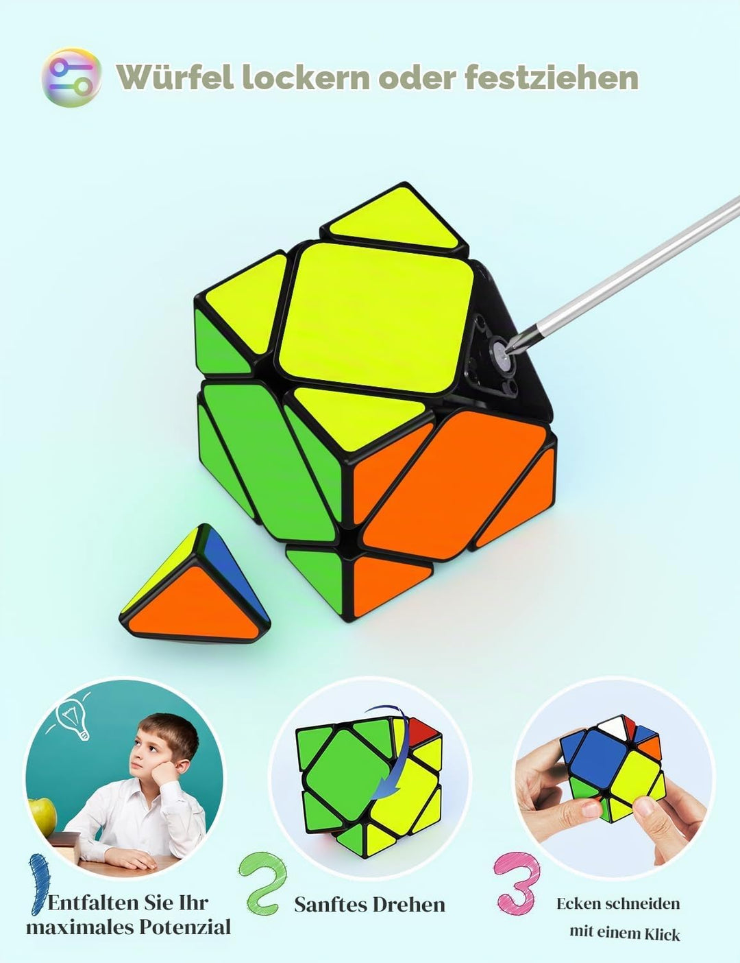 ROXENDA Zauberwürfel Set, Speed Cube Set mit 2x2 3x3 4x4 5x5 Zauberwürfel mit Geschenkbox, Geheimes