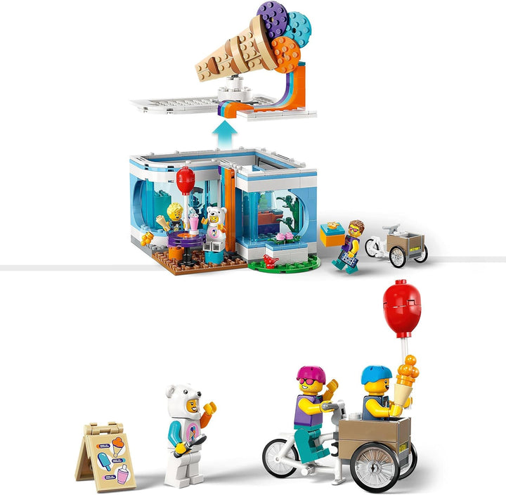 LEGO 60363 City Eisdiele, Spielzeug-Laden für Kinder ab 6 Jahren, Set mit 3 Minifiguren mit lustigem