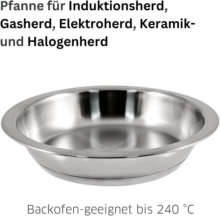 Bratpfanne 28 cm | Platzsparend | Edelstahl | Für alle Herdarten | Pfanne Induktion | Bratpfanne Unb