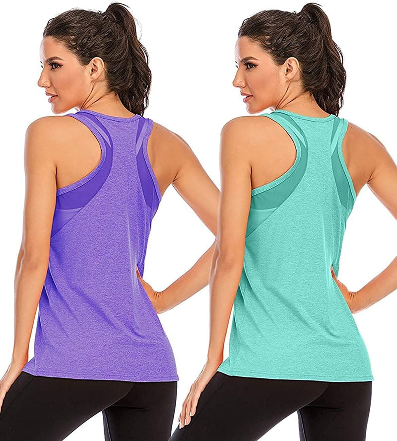 Nekosi Damen Yoga Tanktops Ärmelloses Sportshirt Kleidung Mesh Zurück Fitness Laufen Shirt Sport Obe