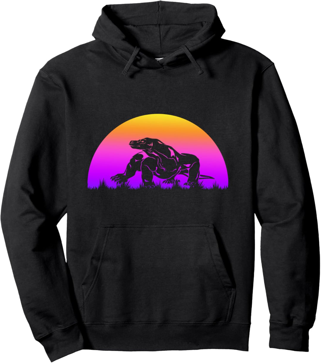 Echse Indonesien Reptil Sonnenuntergang Komodowaran Pullover Hoodie