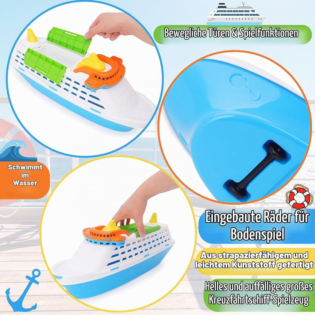 Toyland® 41cm (16 Zoll) Buntes Kreuzfahrtschiff mit Beweglichen Türen – Schwimmendes Wasserspielzeug