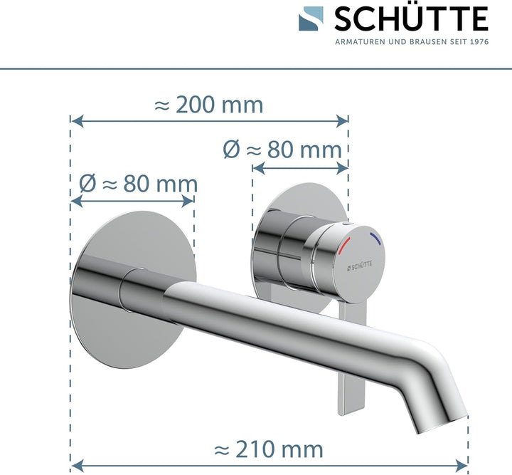 Schütte Los Angeles Waschtischarmatur für Wandmontage, Eleganter Wasserhahn fürs Badezimmer, Mischba