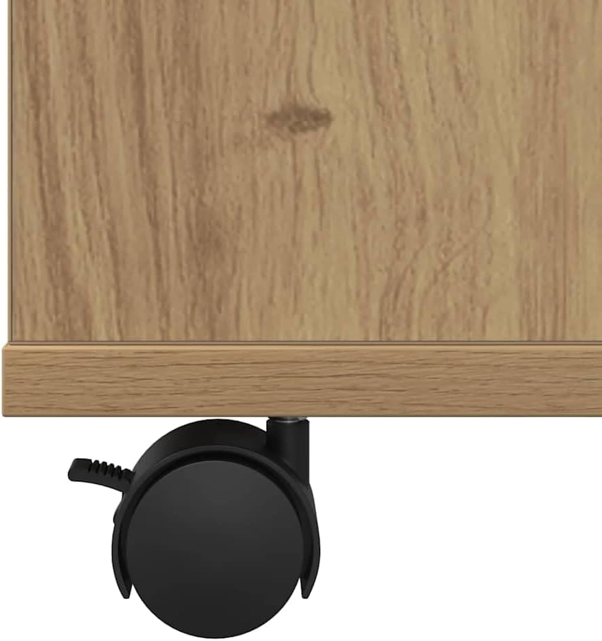 Rollschrank Artisan-Eiche 60x53x72 cm Holzwerkstoff Rollcontainer mit Regalen Mobiler Aktenschrank m