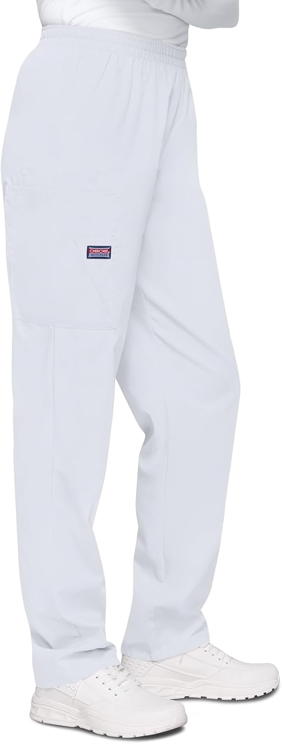 Cherokee Damen Workwear Cargo-Hose mit elastischer Taille Klassisch L Weiss, L Weiß