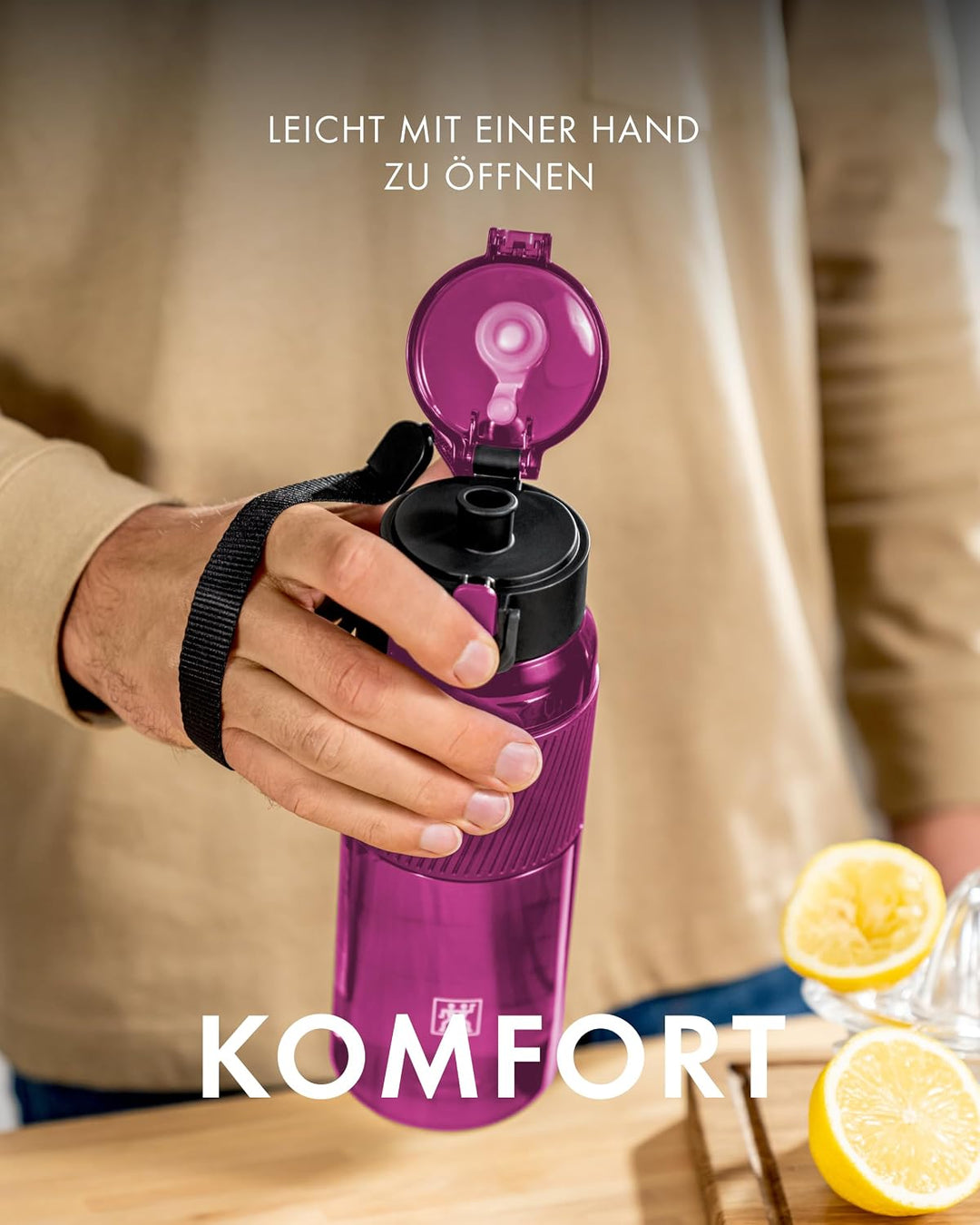 ZWILLING Trinkflasche BPA-frei, Wasserflasche für Fitness, Freizeit und Büro, Sportflasche aus Trita