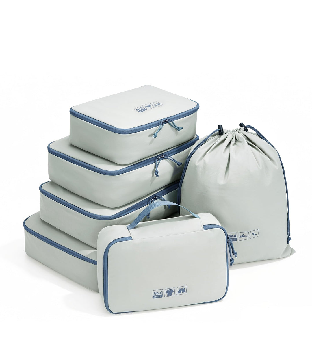 ECOHUB Packwürfel 6er Set Koffer Organizer, Reissfest & Wasserabweisend, Durchdachtes Ordnungssystem