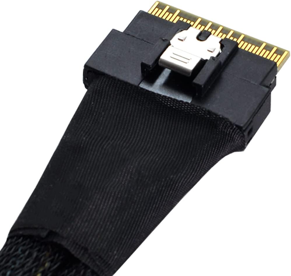 Cablecc PCI-E Ultraport Slimline SAS Slim 4.0 SFF-8654 8i 74pin to Dual Oculink SFF-8611 Cable 50cm