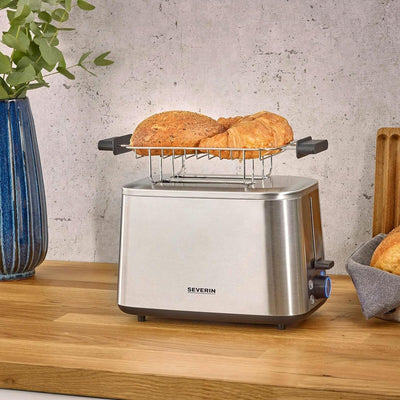 SEVERIN Turbo Toaster, Toaster mit Brötchenaufsatz, Edelstahl Toaster für 50%* schneller gebräuntes