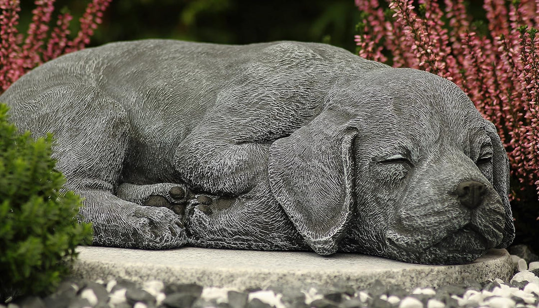 STEINFIGUREN SPICKER Steinfigur Hund schlafend 191/1, Gartenfigur Steinguss Tierfigur Basaltgrau