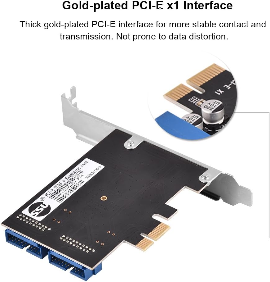 ASHATA USB 3.0 PCI Express Controller, PCI-E Erweiterungskarte 2X intern USB 3.0 19-pin Anschlüsse,S