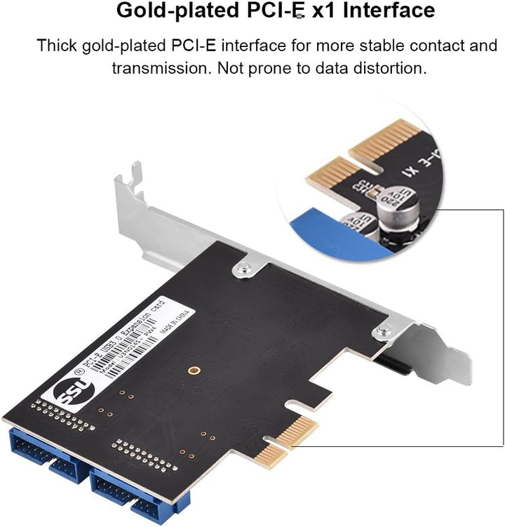 ASHATA USB 3.0 PCI Express Controller, PCI-E Erweiterungskarte 2X intern USB 3.0 19-pin Anschlüsse,S