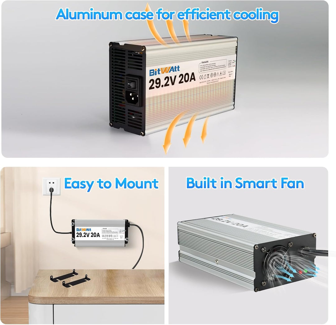 LiFePO4 ladegerät 24V 20A 29,2V Lithium Batterie ladegerät batterieladegerät (29.2V 20A Ladegerät) (