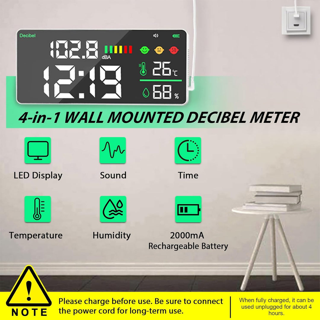 Digitales Schallpegelmessgerät zur Wandmontage, 30 ~ 130 dB, 11 Zoll (11 Zoll), LED, Schallpegelmess