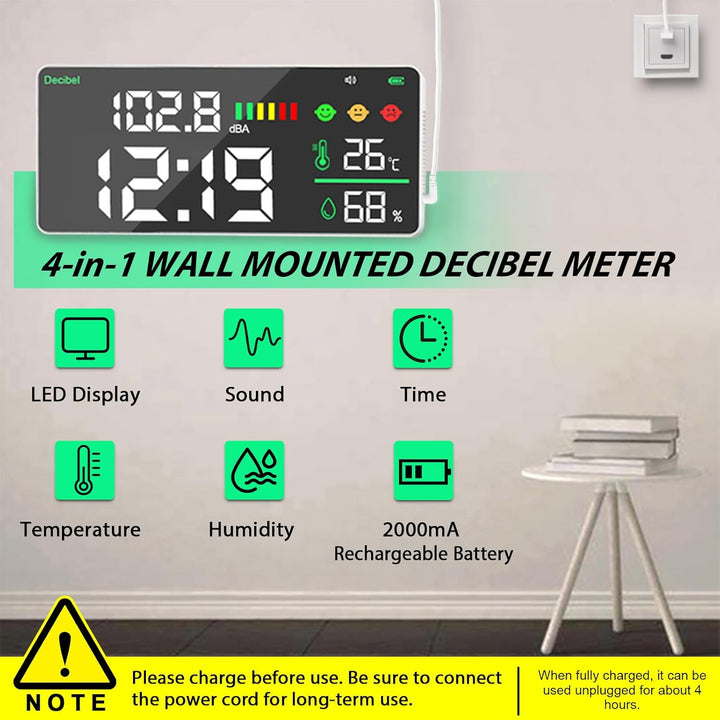 Digitales Schallpegelmessgerät zur Wandmontage, 30 ~ 130 dB, 11 Zoll (11 Zoll), LED, Schallpegelmess