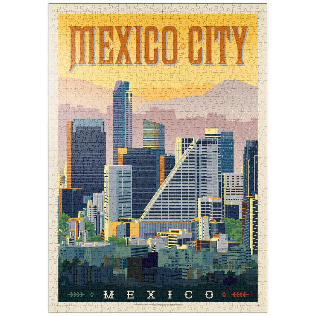 Mexiko: Mexiko-Stadt, Vintage Poster - Premium 1000 Teile Puzzle - MyPuzzle Sonderkollektion von And