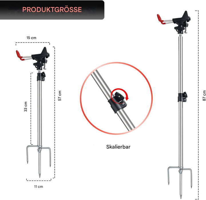 Leeko Rutenhalter, Angelrute Halter 2 Stück Edelstahl Universal Ruten Ständer 360°Verstellbar Angelr