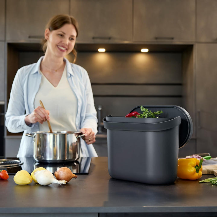 GARANTIA NOVA Biomülleimer 8 Liter Graphite Grey - für klare Küchenordnung auf der Arbeitsplatte - m