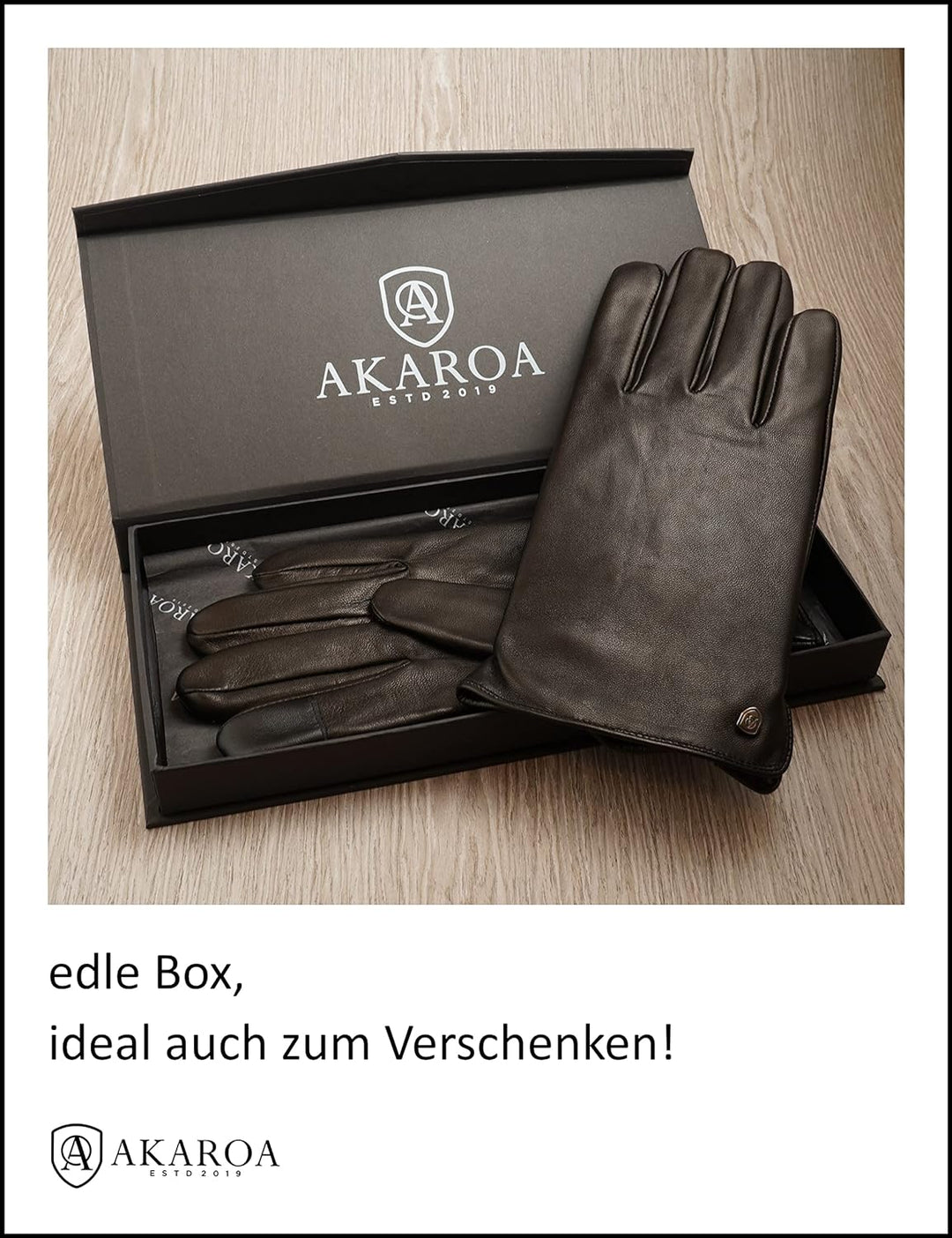 AKAROA ESTD 2019 Lederhandschuhe Herren TIM, Touchscreen Funktion, italienisches Leder, recyceltes S