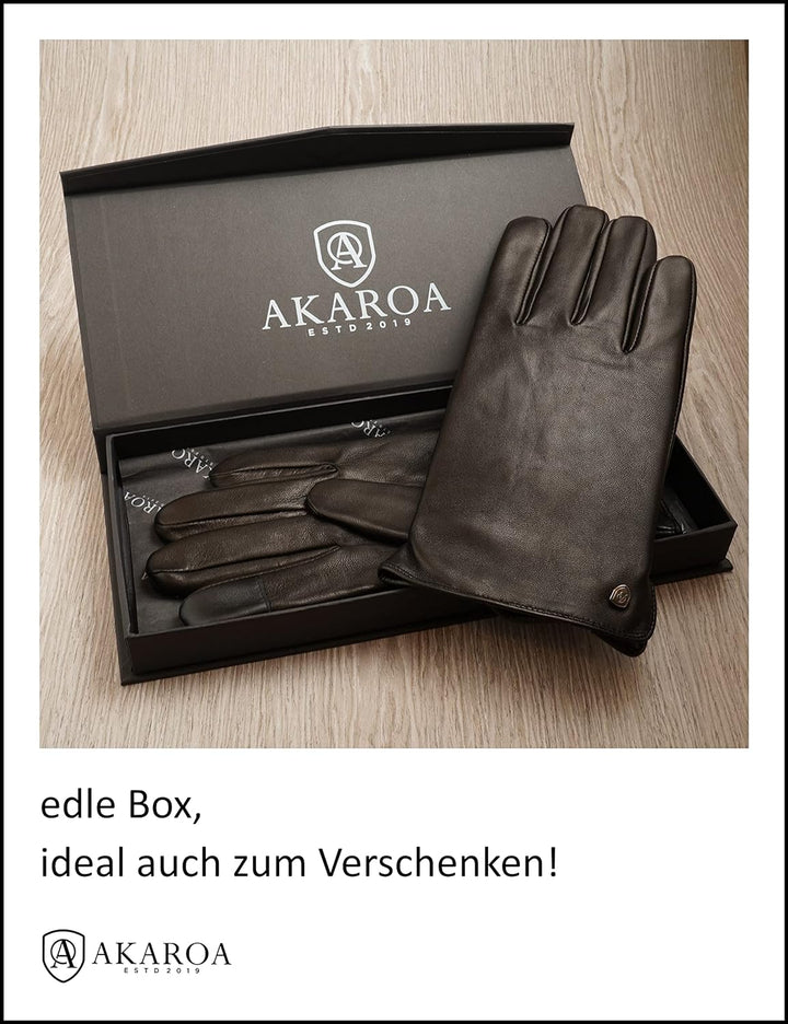 AKAROA ESTD 2019 Lederhandschuhe Herren TIM, Touchscreen Funktion, italienisches Leder, recyceltes S