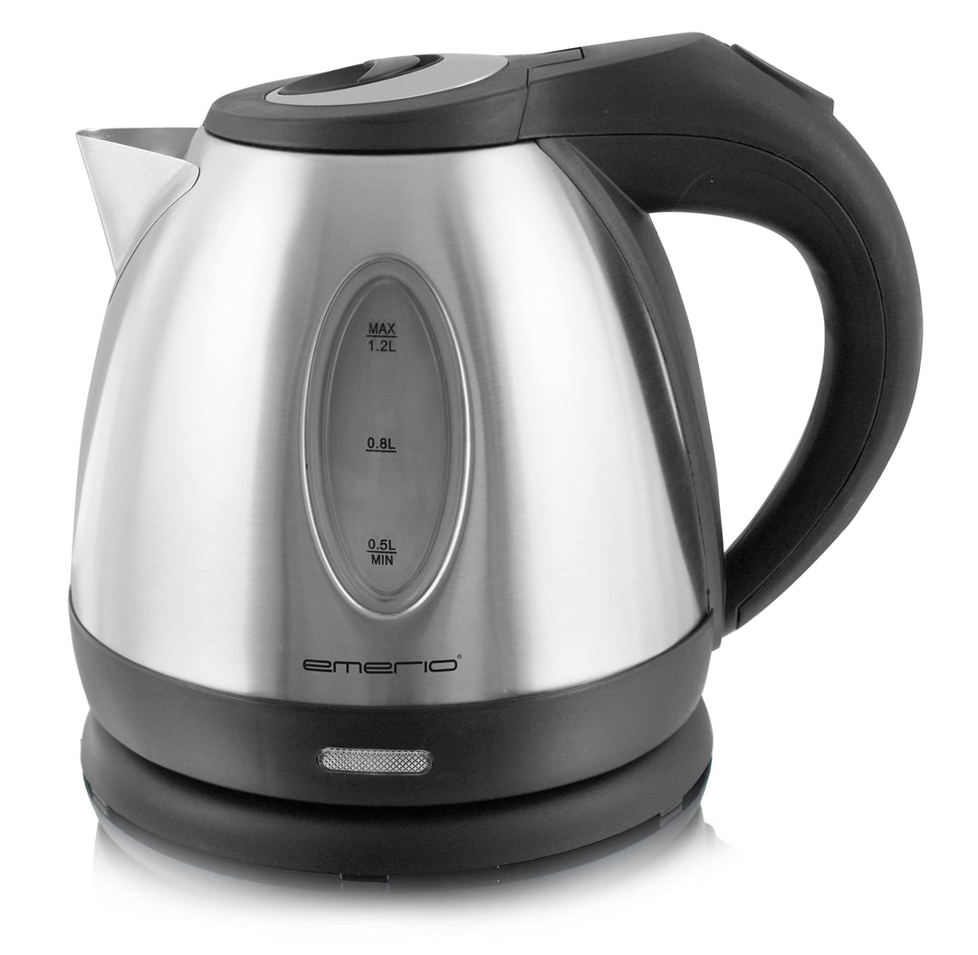 Emerio Wasserkocher Edelstahl, 1.2 Liter, 1500 Watt, 360° Basis kabelgebunden -> Wasserkocher kabell