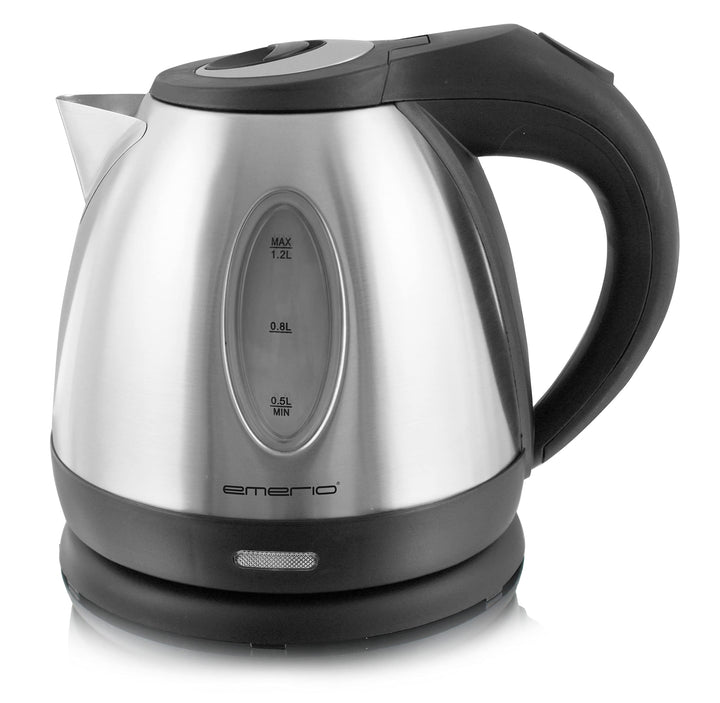 Emerio Wasserkocher Edelstahl, 1.2 Liter, 1500 Watt, 360° Basis kabelgebunden -> Wasserkocher kabell