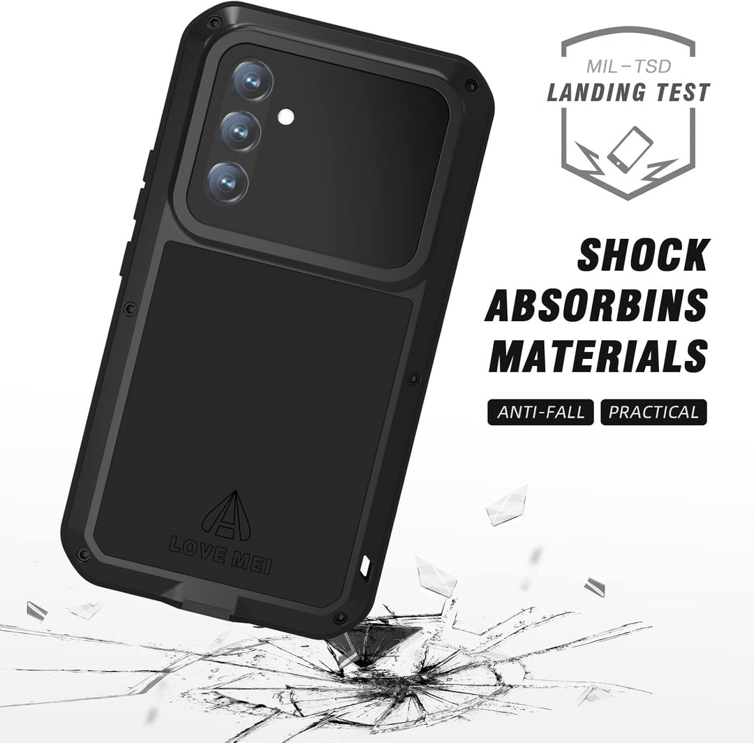LOVE MEI Kompatibel mit Samsung Galaxy A54 5G Metall hülle, Powerful Hybrid Schutz stossfest wasserd