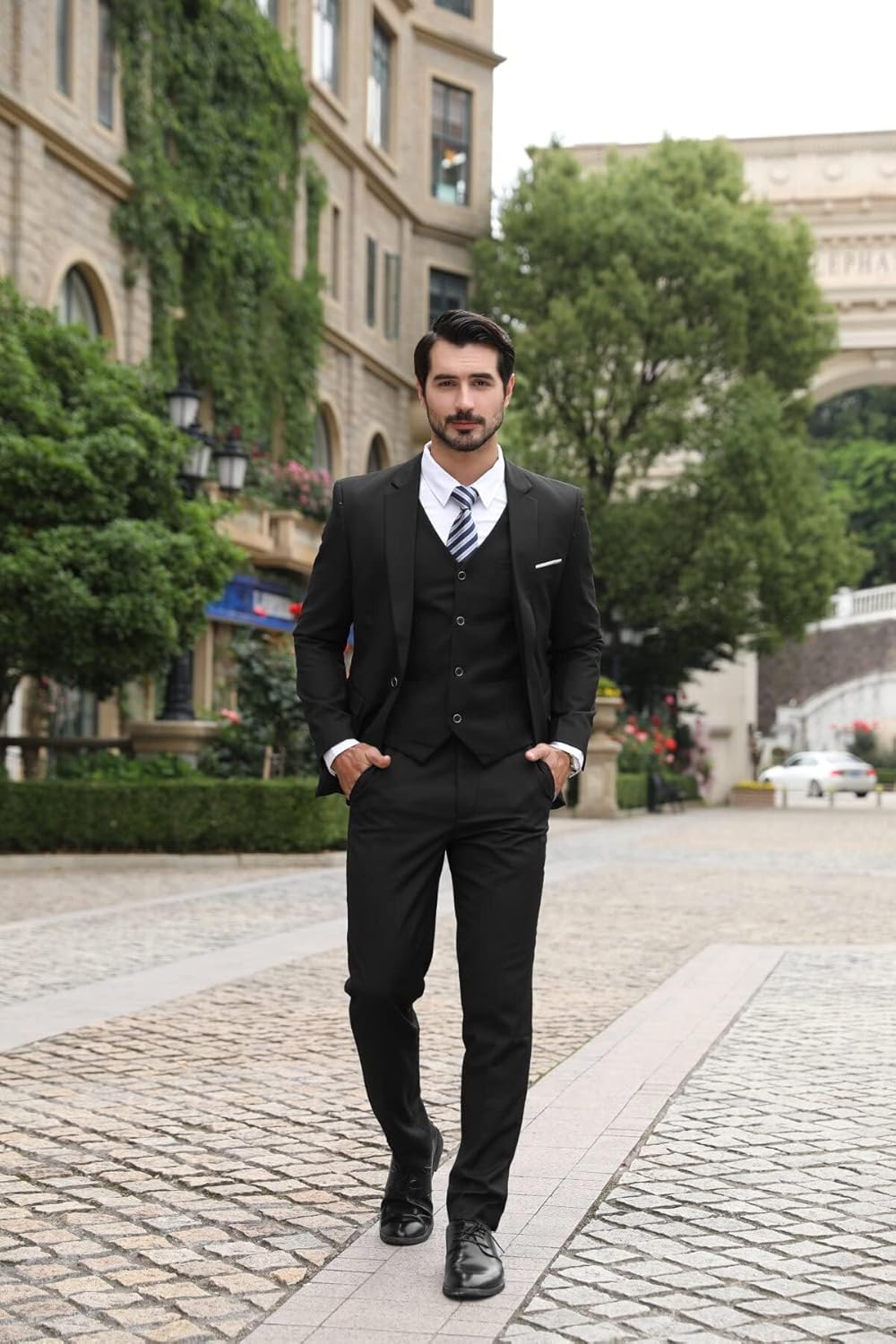 Allthemen Anzug Herren Slim Fit 3 Teilig Anzüge Modern Herrenanzug 3-Teilig Sakko Hose Weste für Bus