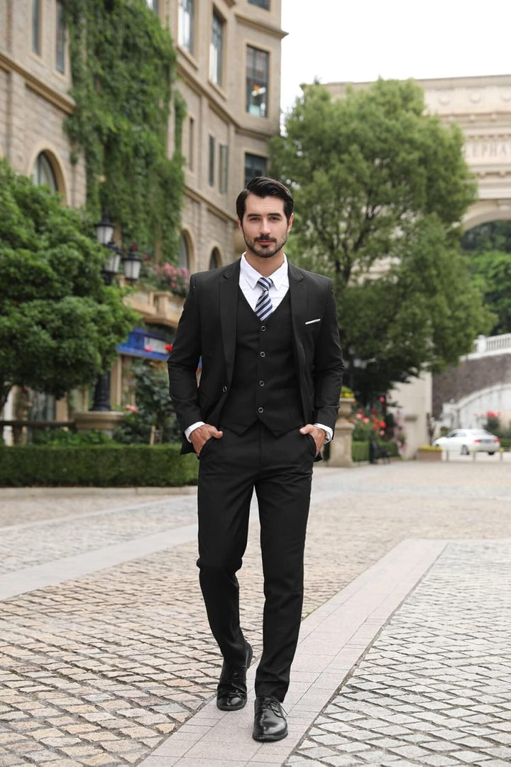Allthemen Anzug Herren Slim Fit 3 Teilig Anzüge Modern Herrenanzug 3-Teilig Sakko Hose Weste für Bus