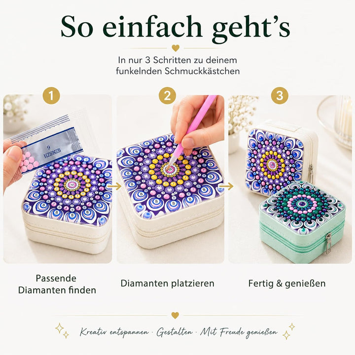 Diamond Painting Schmuckkästchen Erwachsene DIY Basteln Geschenk für Frauen | 2PC Grün und Lila, Grü