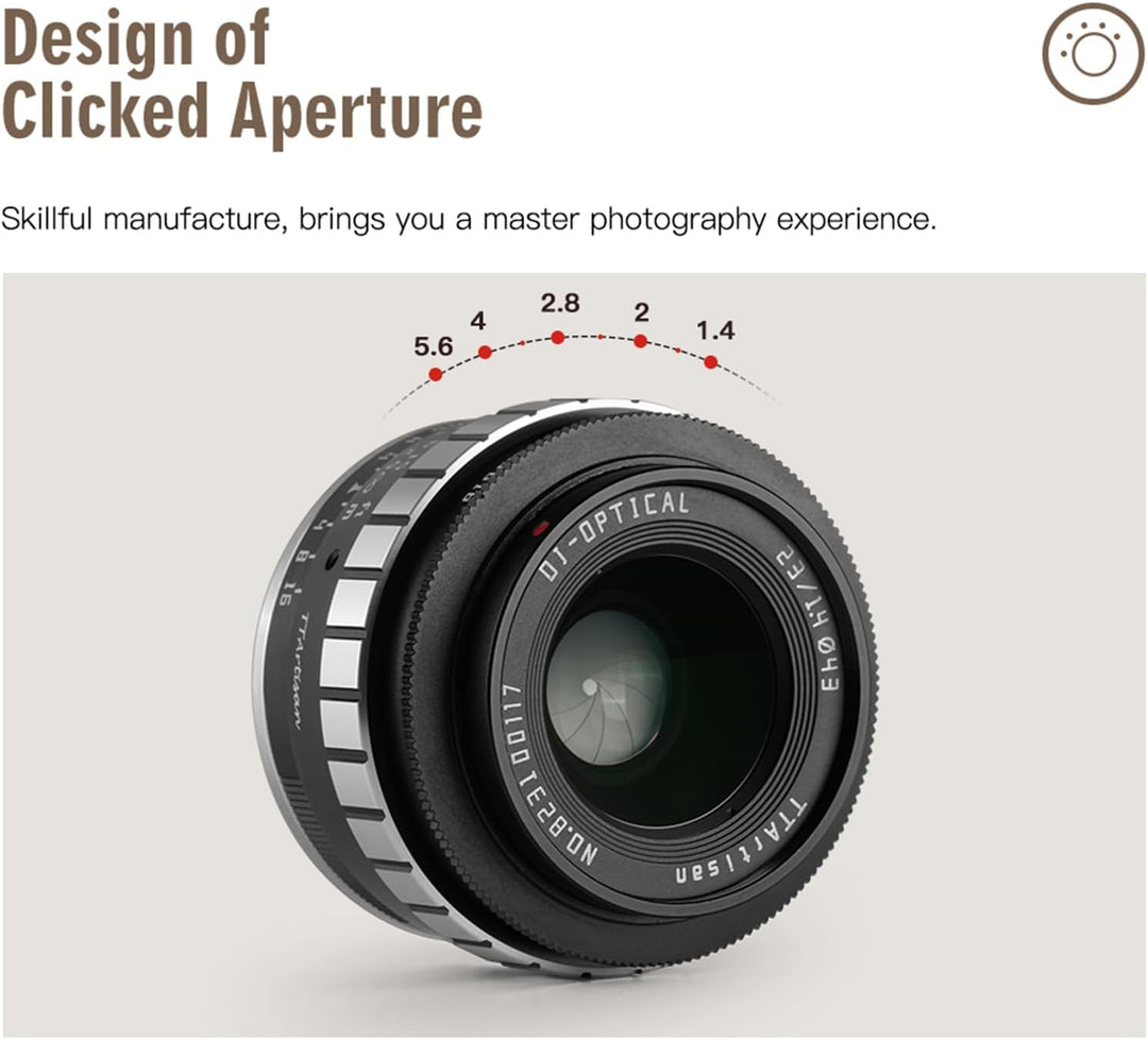 TTARTISAN 23 mm F1.4 Weitwinkel APS-C Kameraobjektiv Manueller Fokus für Olympus/Panasonic MFT Mount